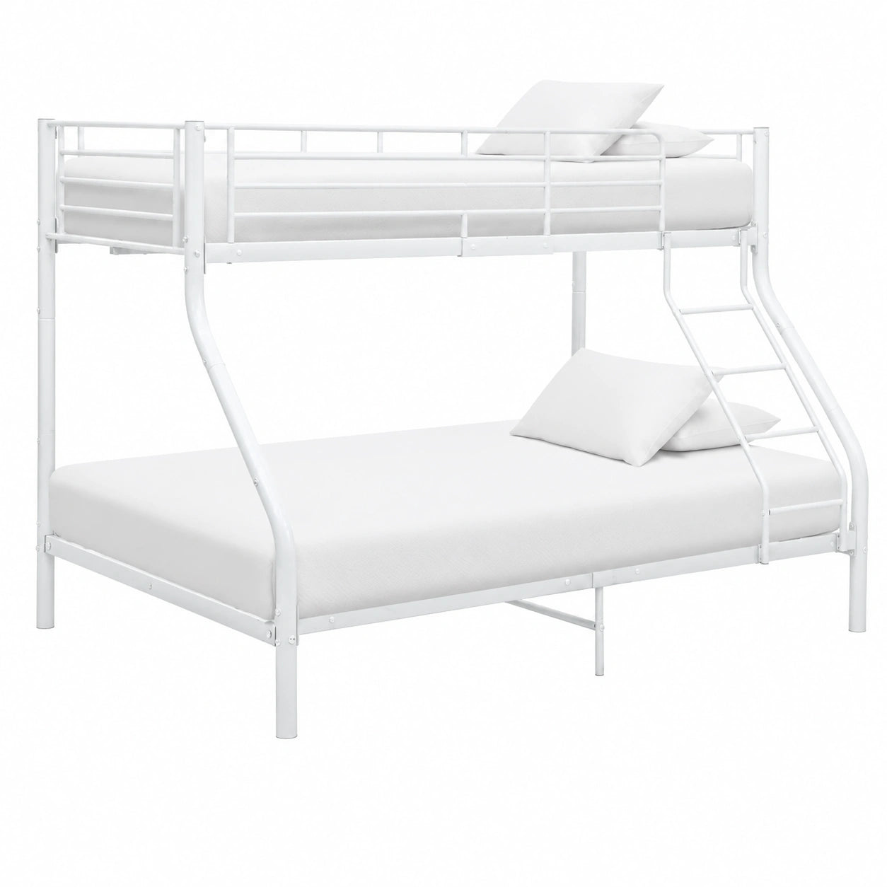 Metall-Etagenbett für Kinder, Schwarz/Weiß, 140x200 cm + 90x200 cm, robustes Hochbett für Kinderzimmer - jervico