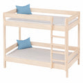 Holz-Etagenbett für Kinder 180x90 cm mit Schaumstoffmatratzen und Fallschutz, Eichenholz - jervico