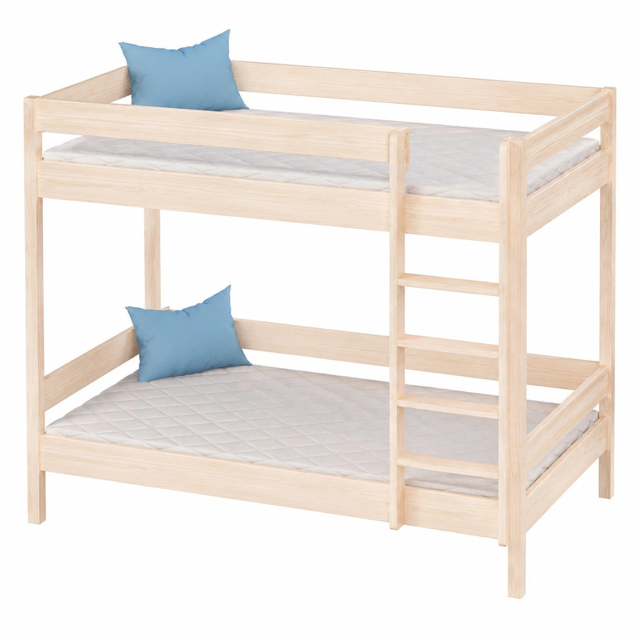 Holz-Etagenbett für Kinder 180x90 cm mit Schaumstoffmatratzen und Fallschutz, Eichenholz - jervico
