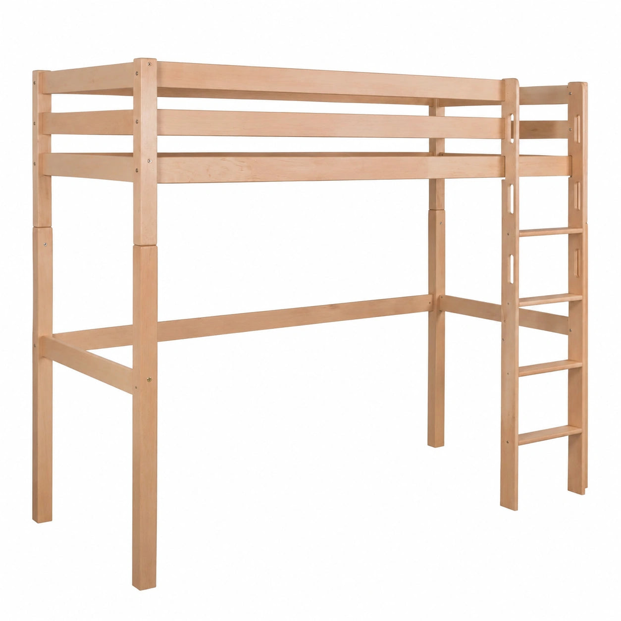 Hochbett für Kinder aus massivem Buchenholz, 90x200 cm, natur lackiert - jervico