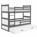 Kiefernholz Etagenbett 200x90 cm für 3 Kinder mit Schlafschublade, Lattenrost und Rausfallschutz - jervico