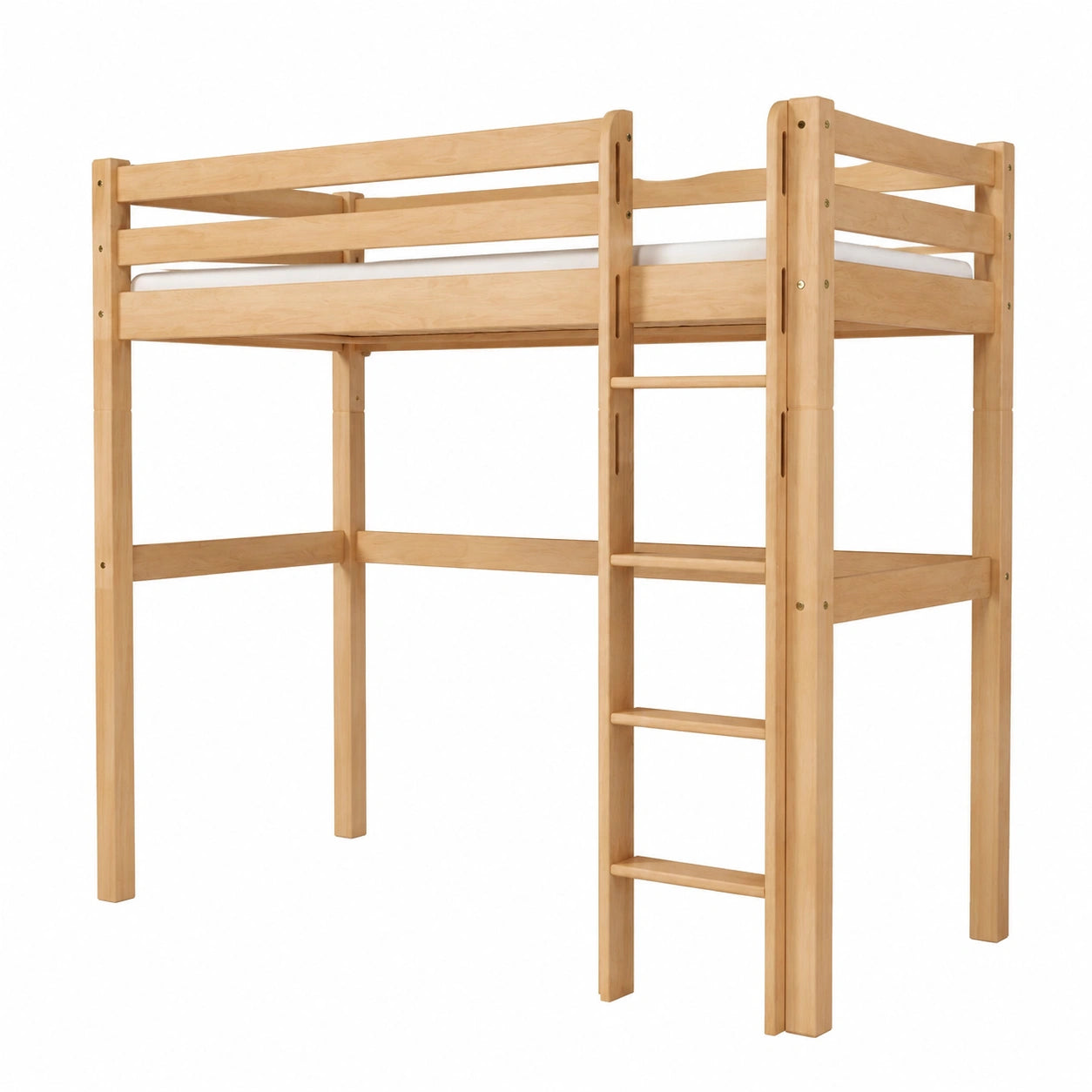 Kinder-Hochbett aus Kernbuche, massiv, 90x200 cm, natürlich lackiert - jervico