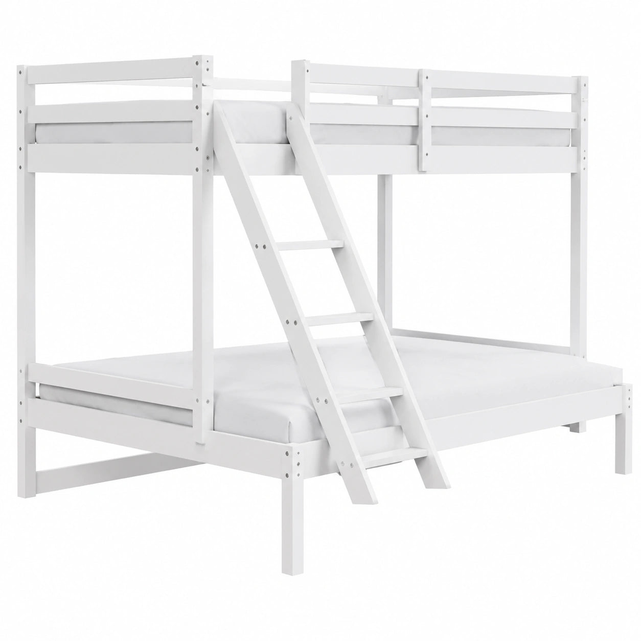 Kinder Hochbett 90x200 mit geräumigem Unterbett 140x200, EN 747 zertifiziert, stabil und robust, Weiß - jervico