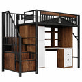 Metall-Hochbett 90x200 cm mit Sicherheitsleiter und Schutzgitter, Schwarz - jervico
