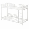 Stabiles Metall-Etagenbett 90x200/140x200 cm, Eckdesign, Sicherheitsschutz, inkl. Lattenrost, ohne Matratzen, Weiß - jervico