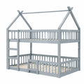 Massivholz Etagenbett 140x200 cm für Kinder, inkl. Rausfallschutz und Lattenrost, Familien- und Jugendbett, Spielhochbett, grau - jervico