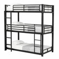 Robustes Metallbett 90x200cm für Kinder und Erwachsene - Schwarz - jervico