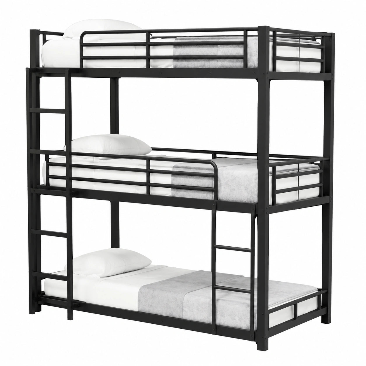 Robustes Metallbett 90x200cm für Kinder und Erwachsene - Schwarz - jervico