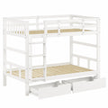 Massivholz-Etagenbett 90x200 cm für Kinder, umbaubar zu Einzelbetten, mit Leiter und Schubladen - jervico