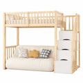Multifunktionales Hochbett 90x200 aus Kiefernholz mit Treppe und Stauraum - jervico
