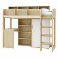 Multifunktionales Hochbett 90x200 mit LED, Kleiderschrank und Schreibtisch, Kinder- und Jugendbett - jervico