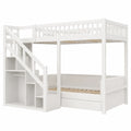 Etagenbett 140x200 mit Treppe und Stauraum, Hochbett mit Schrank und Lattenrost, Sicheres Bett für Kinder und Jugendliche - jervico