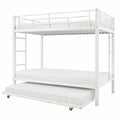 Hochbett aus Metall mit Ausziehbett und Leiter, platzsparendes Etagenbett 140x200 für Kinder, Jugendbett mit Sicherheitsgitter, ohne Matratze, Weiß - jervico