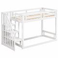 Hochwertiges Etagenbett für Kinder 90x200 mit Treppe, Jugendhochbett inklusive Lattenrost, ohne Matratze, Weiß - jervico