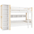 Merax Etagenbett 90x200cm mit Kleiderschrank und Regalen, platzsparendes Kinderhochbett mit Sicherheitsschutz - jervico