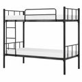 Metall-Etagenbett für Kinder und Jugendliche, 90x200 cm, mit Leiter und Rausfallschutz, Schwarz - jervico